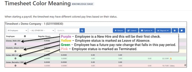 Timesheet Colors